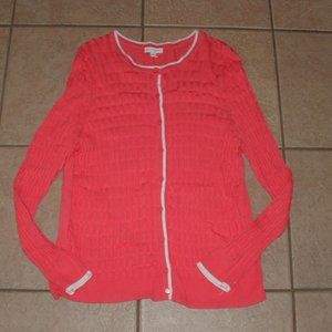 Bright Coral Sz Medium Casual or Dress Soft Stretchy Cardigan Sweater